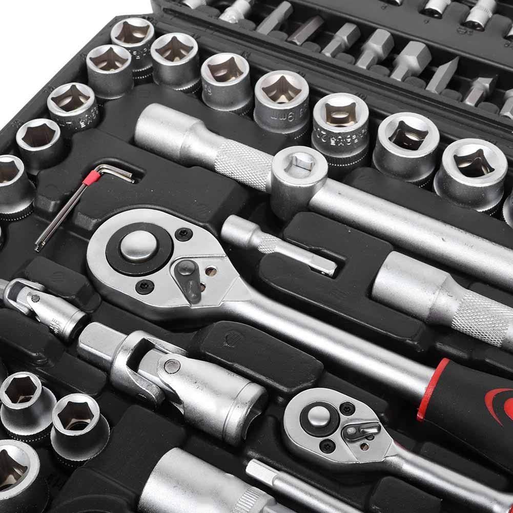 Cocoarm Zestaw Kluczy Nasadowych 108 szt. Stal Chromowo-wanadowa 1 2 w 1 4 Cale Napęd z Super Lock Design Przedłużki Grzechotkowe do Napraw Samochodowych Mechanika Garażowa w Domu