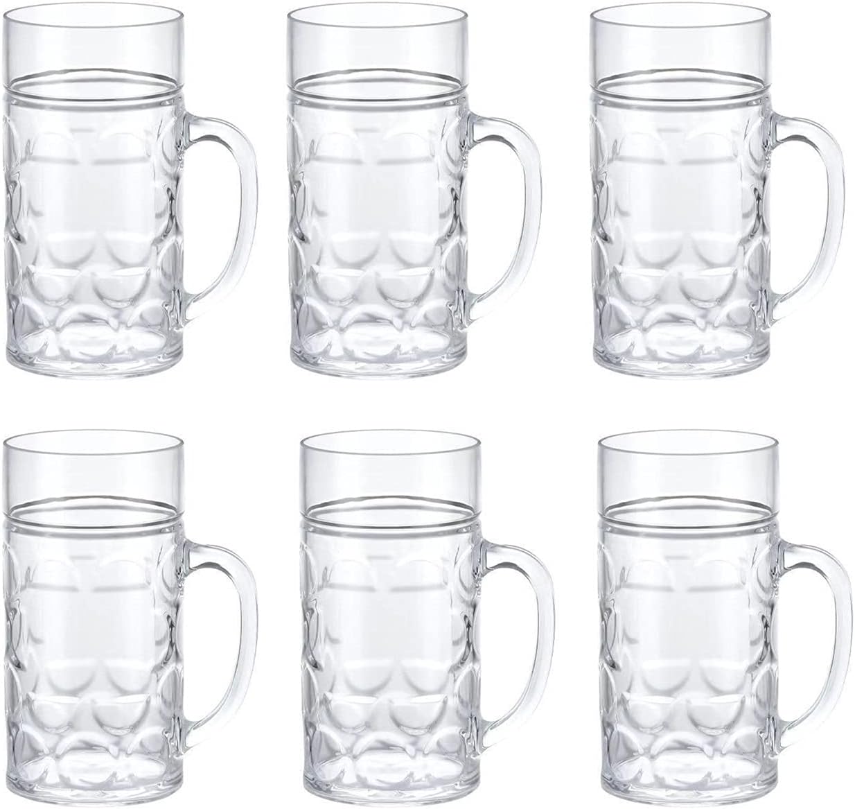 Beer Cup Beer Glasses with Handle Traditional Beer Mug Glasses Set Perfect Coffee Tea Glass Everyday Drinking Glasses 35 Ounce 6-Pack Beer Stein