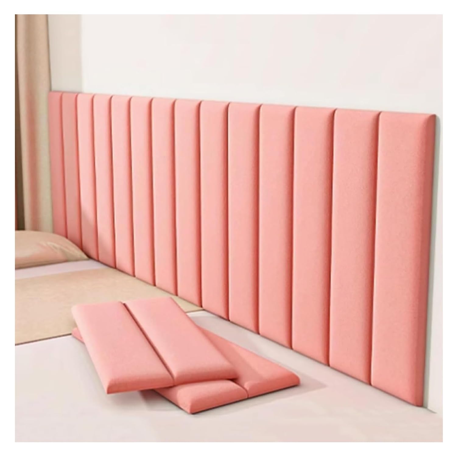 Adesivi murali anticollisione 3D per Bambini, Pannelli murali autoadesivi, Pannelli murali Imbottiti, per Decorazioni Fai da Te, Camera da Letto, Sala Giochi (Rosa, 70x23 cm - 12 Pezzi)