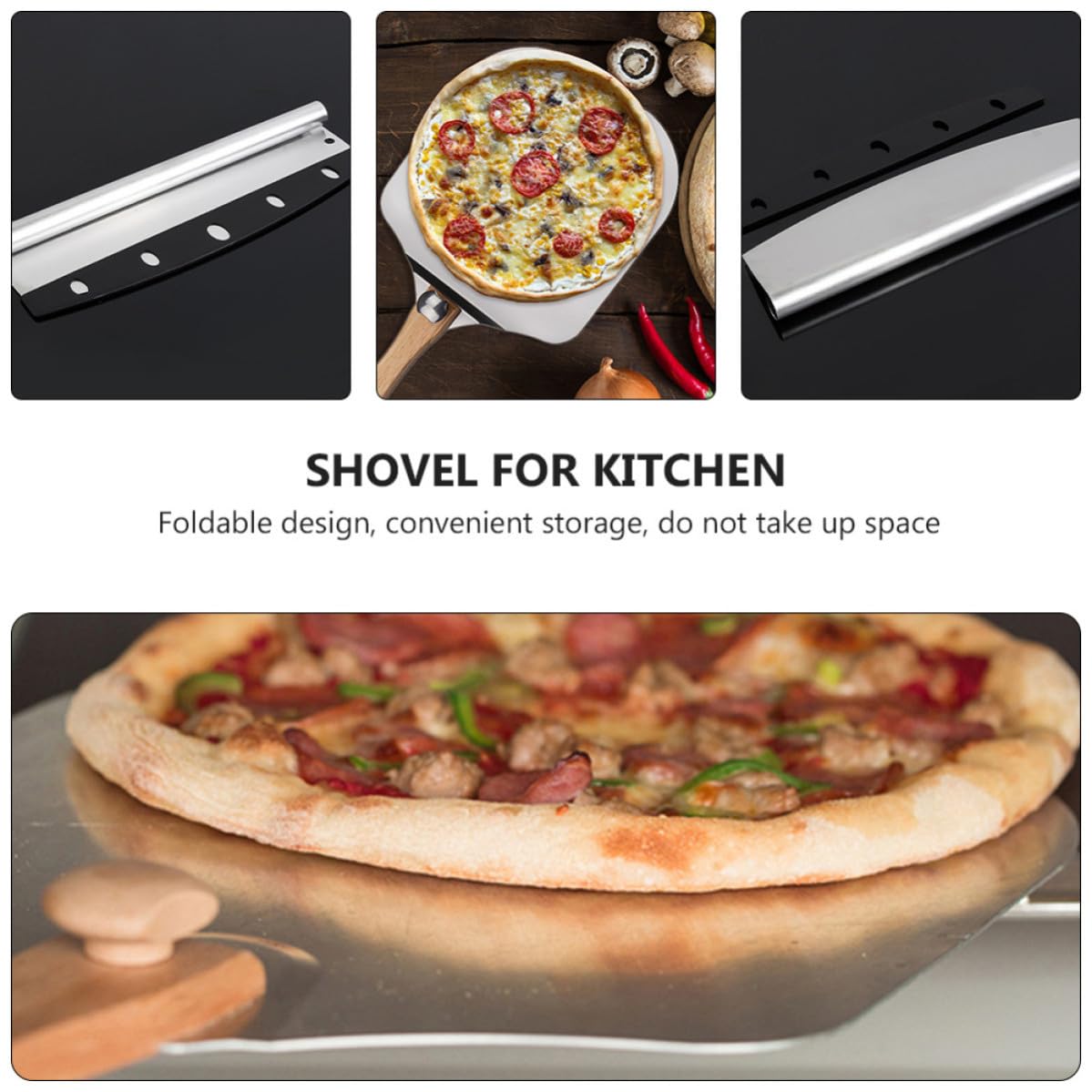 2 Piezas Pala de Pizza Plegable de Aluminio Mango de Madera