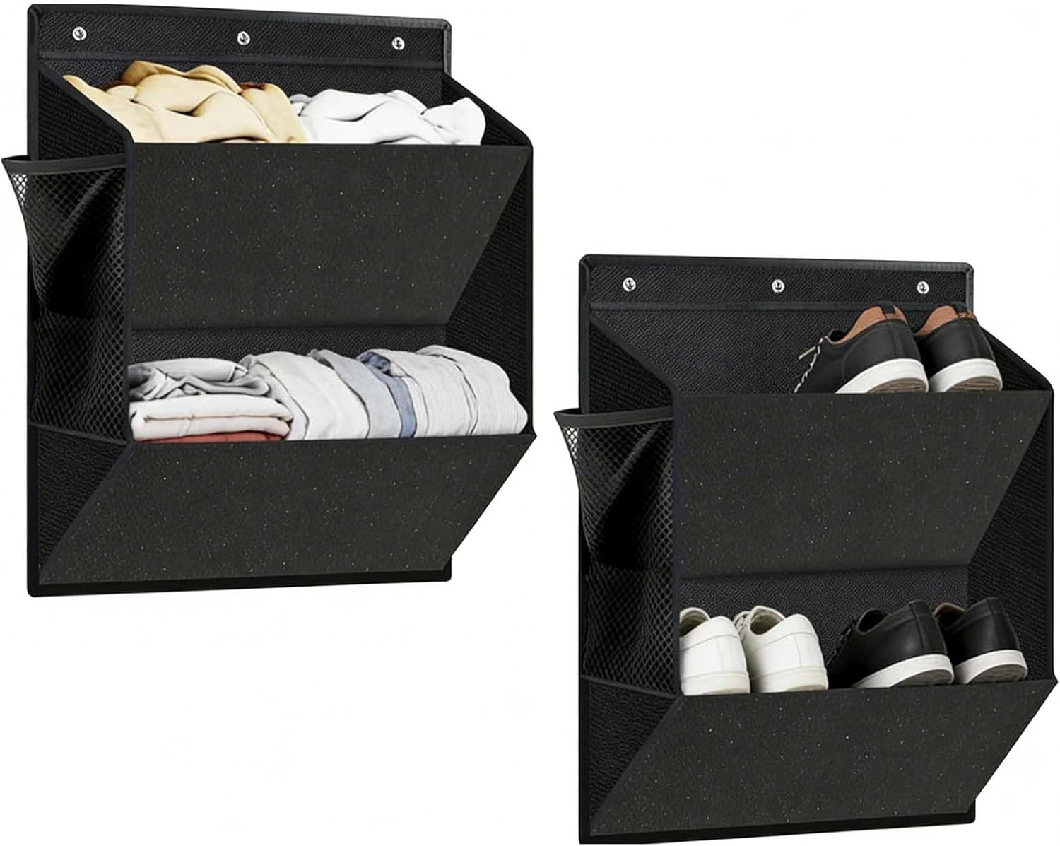 2 Pack Organizer for Motor Homes, Hanging Storage with Large Pockets for Shoes Clothes & Motor Homes Essentials, Black