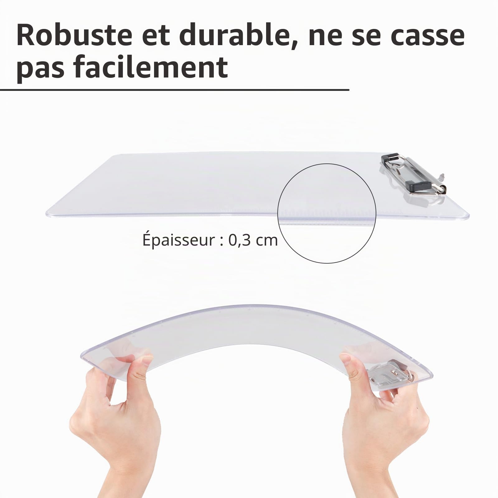 YOUNTHYE Porte Bloc A4 avec Pince Transparent Lot de 5 Planchette à Pince Robuste en PS Porte Bloc A4 pour Bureau École Infirmière