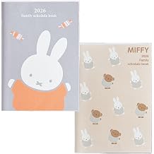 Kutsuwa MF916C Notebook, Miffy Family Notebook, 2026, Monthly, Starts on Sunday, Candy