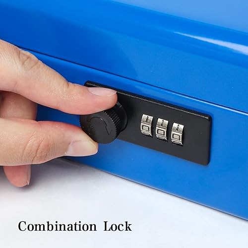 Vista 11 de Decaller - Caja de efectivo metálica con bandeja voladiza, cerradura de llave, grande con 5 compartimentos con cubierta y 4 clips de resorte