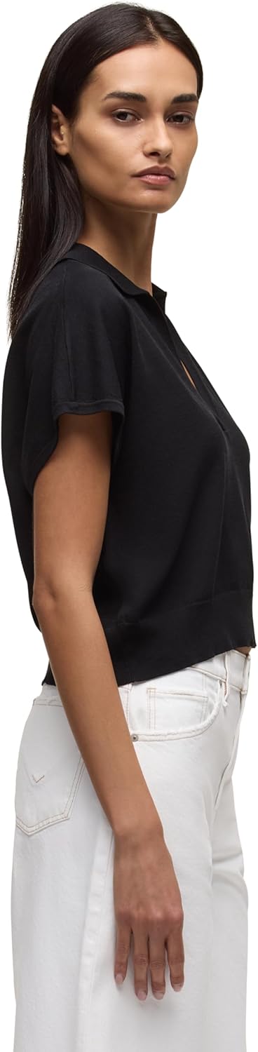 HUDSON Womens Draped Collared V-Neck Sweater - Image 2