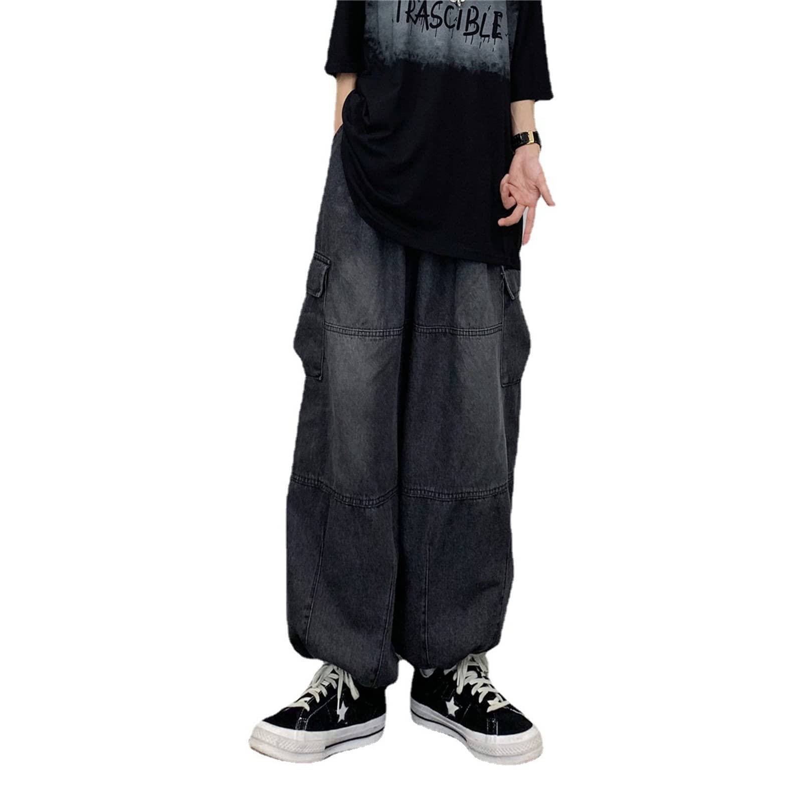 Skateboard FrogBaggy Work Jeans Women Denim Wide Leg Cargo Joggers Men Y2K Parachute Pants with Pockets