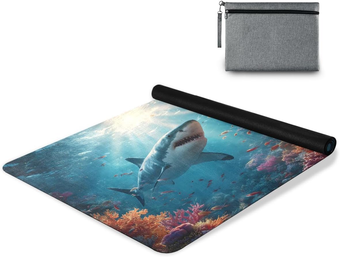 ALAZA Shark Coral Yoga Mat Non Slip Fitness Exercise Mat, Workout Mat for Yoga, Pilates and Floor Exercises