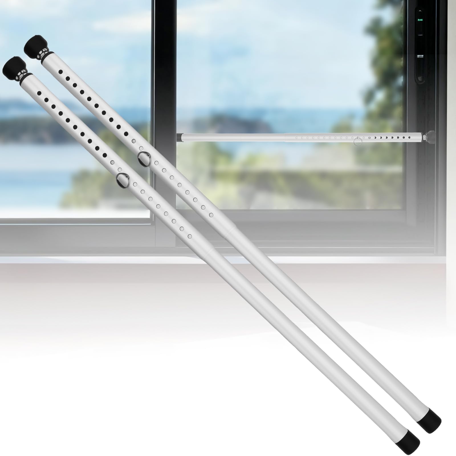 Sliding Door Security Bar 17-53.5inch Adjustable Locking Window Locks with Rubber Tips Patio Door Stopper Anti-Burglar Reinforcement Lock for Home Apartment and Travel(2)