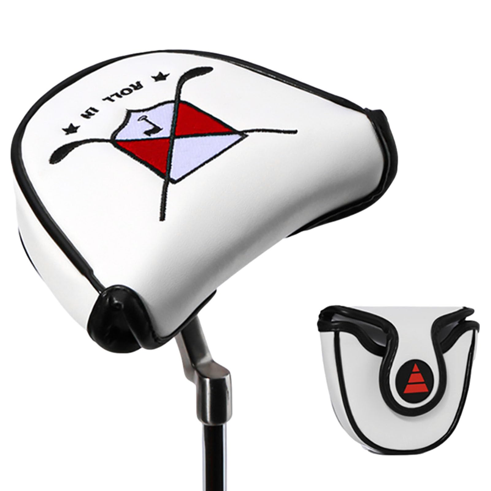 Fukamou White Golf Mallet Putter Covers,Golf Club Protector | Putter Mallet Golf Club Protector With Magnetic Closure, Headcover Golf Club Protector For Golf Lovers