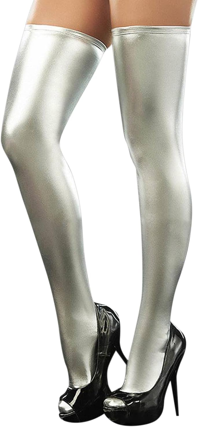 Womens Sexy Shaping Hosiery Tight Semi Lingerie Lycra Glitter Look Anti-skid Thigh Length Stockings Pantyhose
