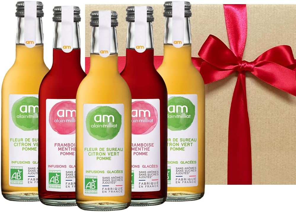【フルーツ ジュース 詰め合わせ】フランス産 フルーツジュース 飲み比べ ギフト セット 2種 250ml 5本 ラズベリー ライム 果汁100% ノンアルコール ストレートジュース ナチュラル 果物 ハーブ おしゃれ 【お祝い 新築祝い【ギフト】内祝い 出産祝い お祝い 結婚祝い 結婚記念日 誕生日 熨斗