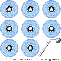 Vista 7 de Paquete de 8 Ruedas de Patines con Rodamientos Instalados Ruedas Cuádruples con Luz para Patinaje de Doble Fila y Monopatín 82A