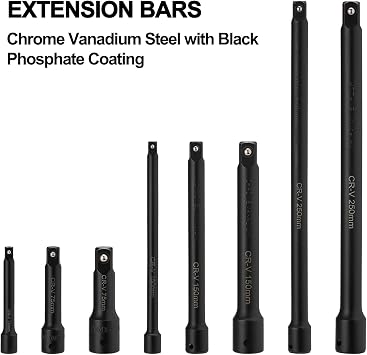 Mayouko 18-Piece Drive Tool Accessory Set, Socket Accessory Set, Includes Socket Adapters, Extensions, Universal Joints and Impact Coupler