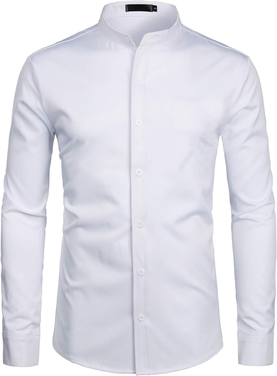 Mens Hipster Solid Slim Fit Long Sleeve Mandarin Collar Dress Shirts