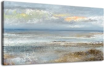 Abstract Wall Art Large Canvas Pictures Modern Blue Ocean Artwork on Canvas Prints Wall Decoration for Living Room Bedroom Bathroom Kitchen Office Home Wall Decor Framed Ready to Hang 60cm x 120cm