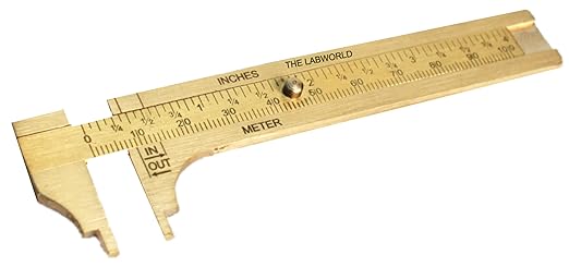 Labworld Mini Pocket Brass vernier caliper slide caliper 10 cm or 4 inches for measurement of round objects,jewelry used in industrial,home or general use