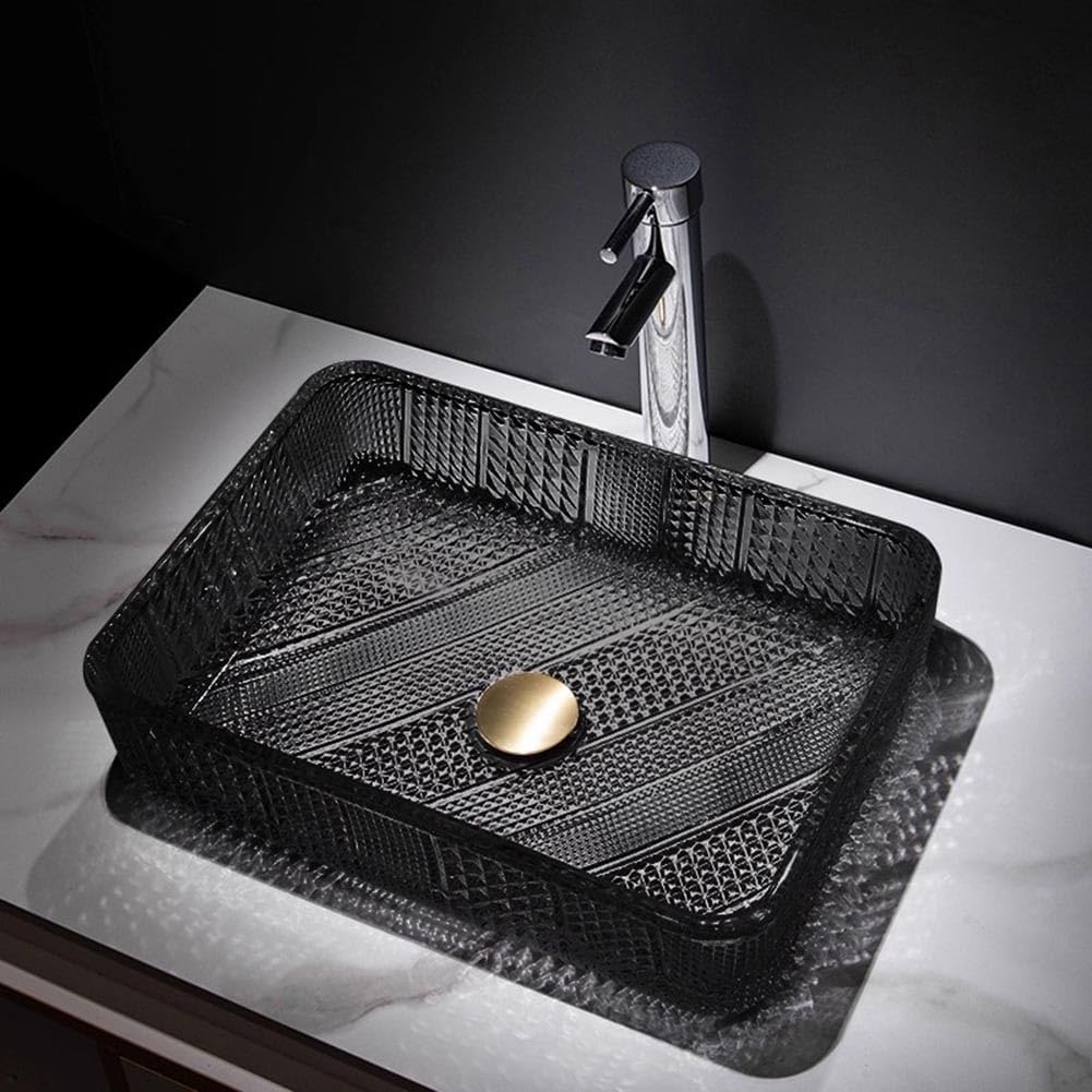 CSXSXAUO Rectangle Vessel Sink, Above Counter Basin with Pop-up Drain for Modern Bathroom Vanity