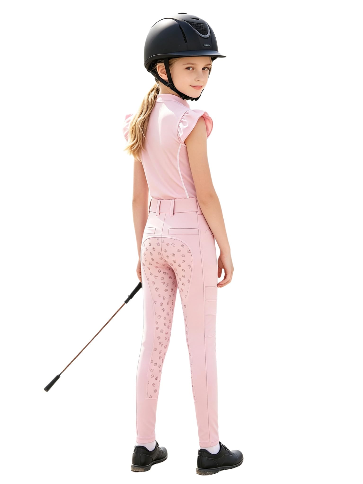 TTAO Bambina Set da Equitazione Leggings Allenamento Equestre Antiscivolo