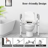 Vista 7 de Asiento de inodoro elevado con asas: elevadores de asistencia de inodoro ajustables para personas mayores, soporte de asiento de inodoro elevado