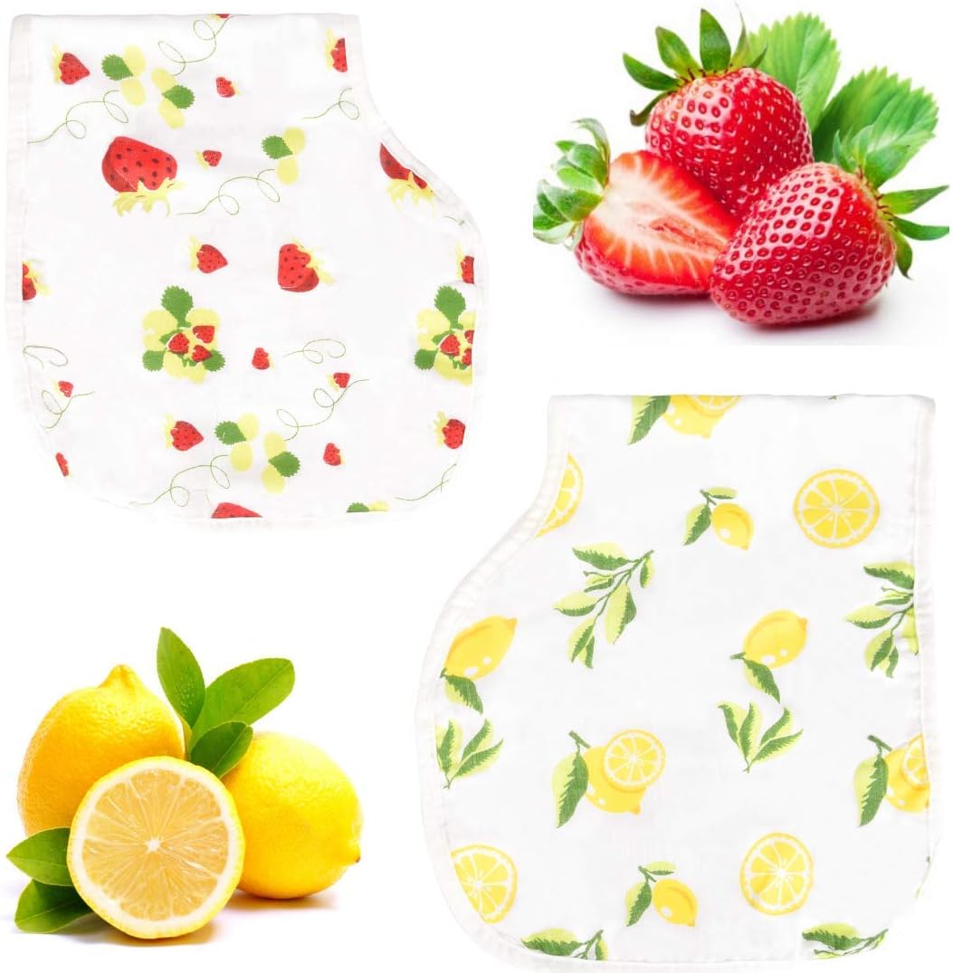 Super Absorbent 2 in 1 Burp Cloth Bibs, 2 Pack, Strawberry Lemon