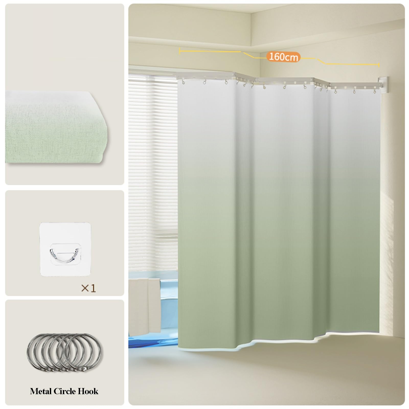 Asta Pieghevole Per Tenda Doccia Senza Foratura – Lega Alluminio 120×180 Cm Con Tenda Impermeabile Antimuffa Per Bagno E Vasca
