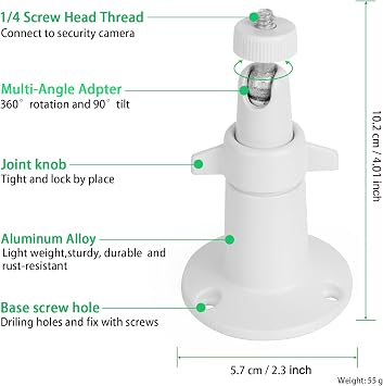 UYODM 2 Pack Wall Mount Holder Compatible with SimpliSafe Outdoor Security Camera, 360Rotation Security Bracket with 1/4 Screw Thread , Camera Not Included (White)