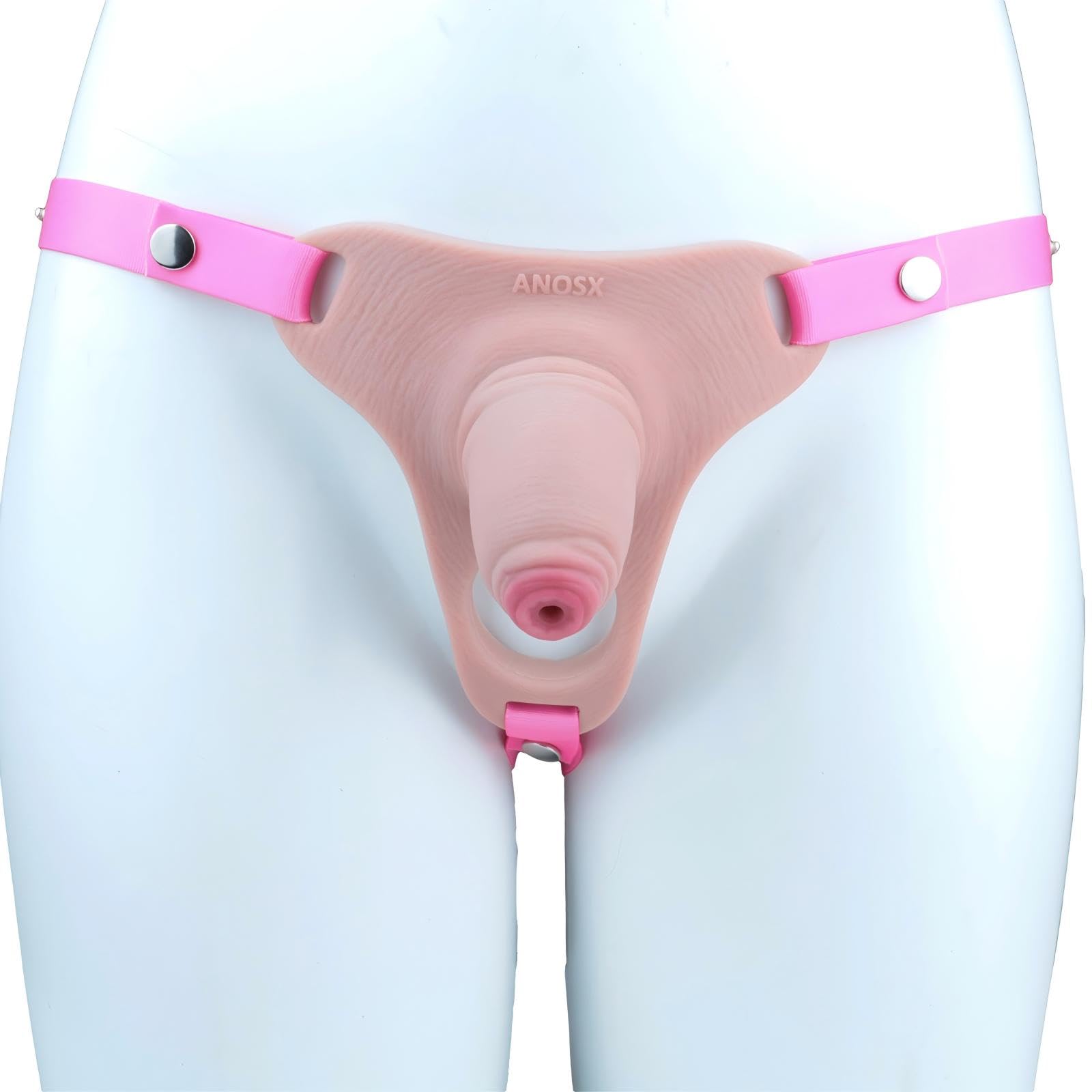 Cage de Chastetée en Silicone Sex Toys Cage de Chasteté avec Ceinture et 4 Tailles Différentes pour Masquer la Taille du Pénis Chastity Cage Légère et Souple pour le Bondage du Pénis (Pink,S)