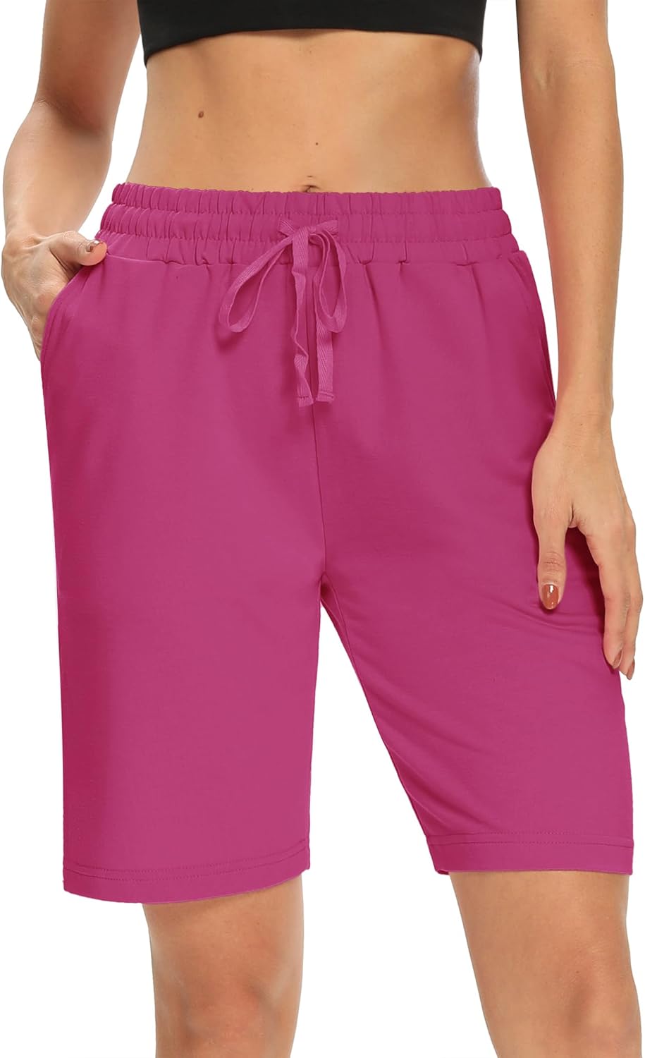 DIBAOLONG Womens Yoga Shorts Loose Comfy Drawstring Lounge Bermuda Shorts with 3 Pockets - Image 2