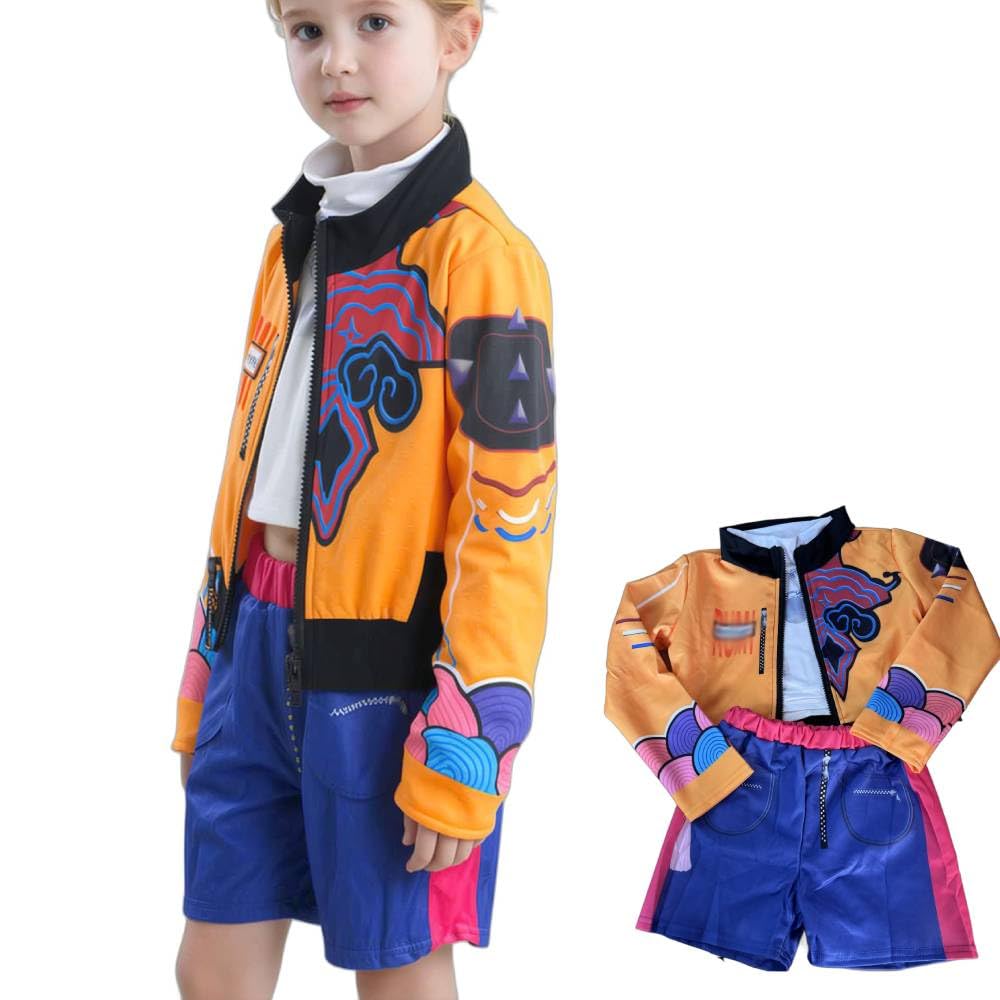 DongfangYMHC K-p0p Uniform Outfits Kids Printed ZipβUp Jacket Top & Shorts Outfit Singers Dance Stage Cosplay Costume,130