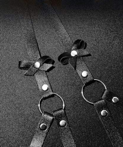 Nœud papillon en cuir noir réglable accessoire costume chic original
