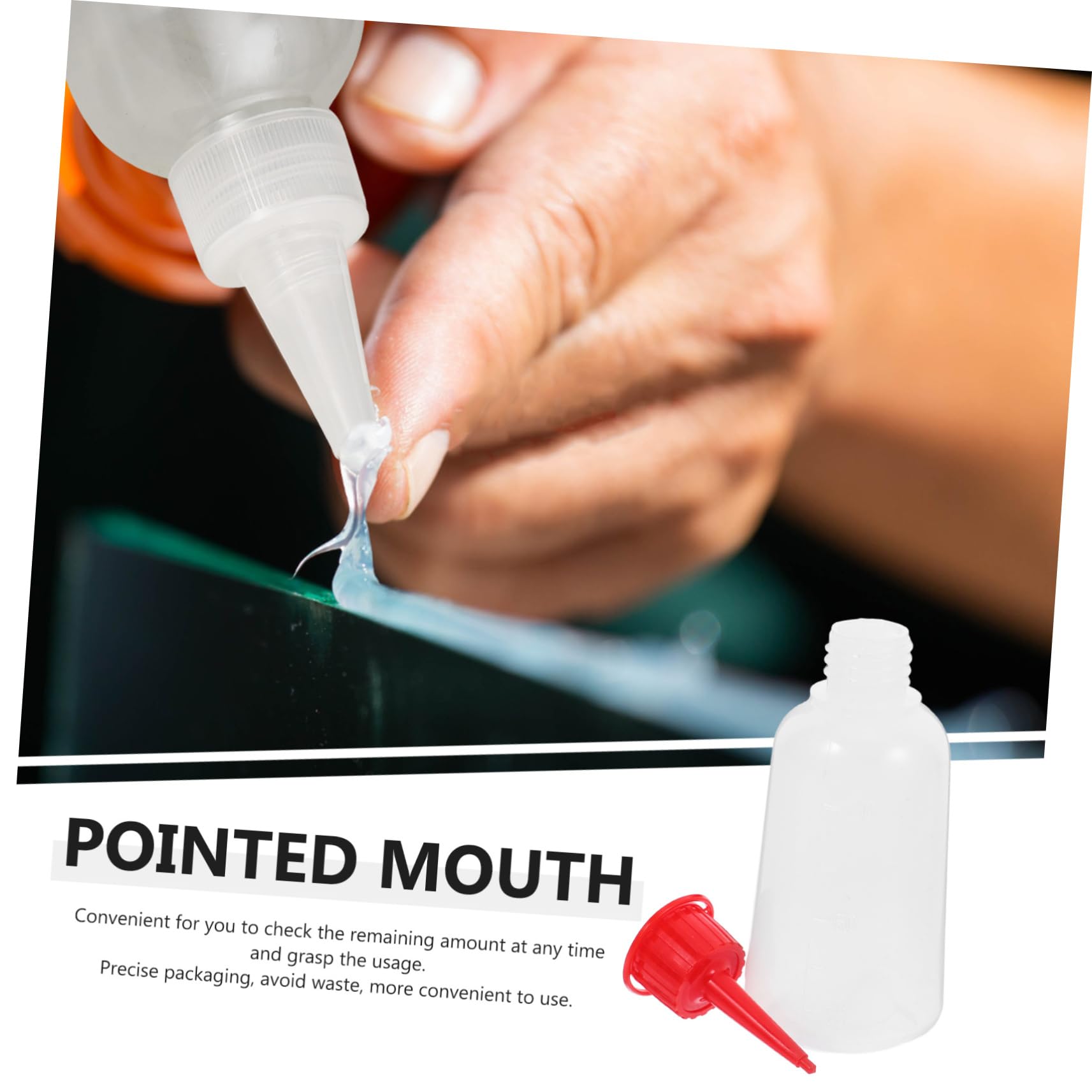 DOITOOL Botellas Dispensadoras de Pegamento Vacías Punta Fina, 10 Unidades de Plástico Blando de 100 Ml Tapa Roja, Recomendadas para Pintura Acrílica y Uso Artístico