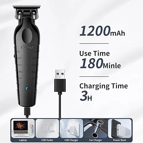 Miniatura 3 de KEMEI 2299 - Cortapelos profesional para hombres, sin cable y sin cable, para cortar el cabello y aseo recargable