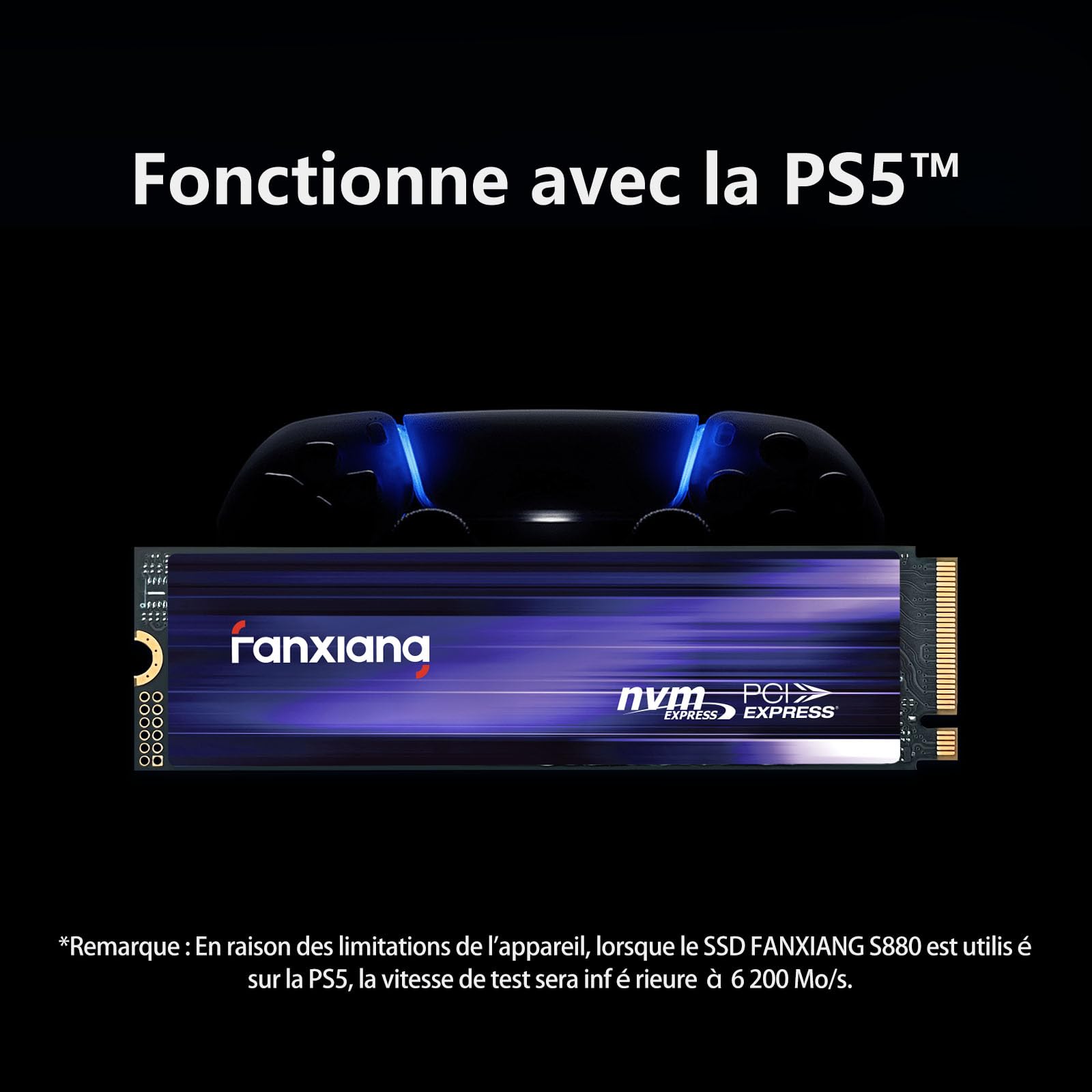 fanxiang S880 SSD 2To NVMe SSD M.2 2280 PCIe 4.0 Gen4x4 Disque SSD Interne 2 to TLC - Jusqu'à 7300 Mo/s en Lecture, Compatible avec PS5 PC Gaming Ordinateurs de Bureau et Portables