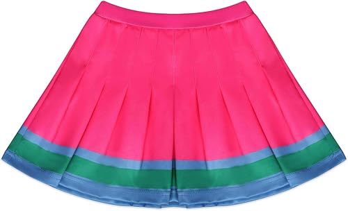 Miniatura 5 de LMM Zombies - Disfraz de animadora para niñas, vestido de rosa, dos pompones de animadora a juego con cuerda para el cabello