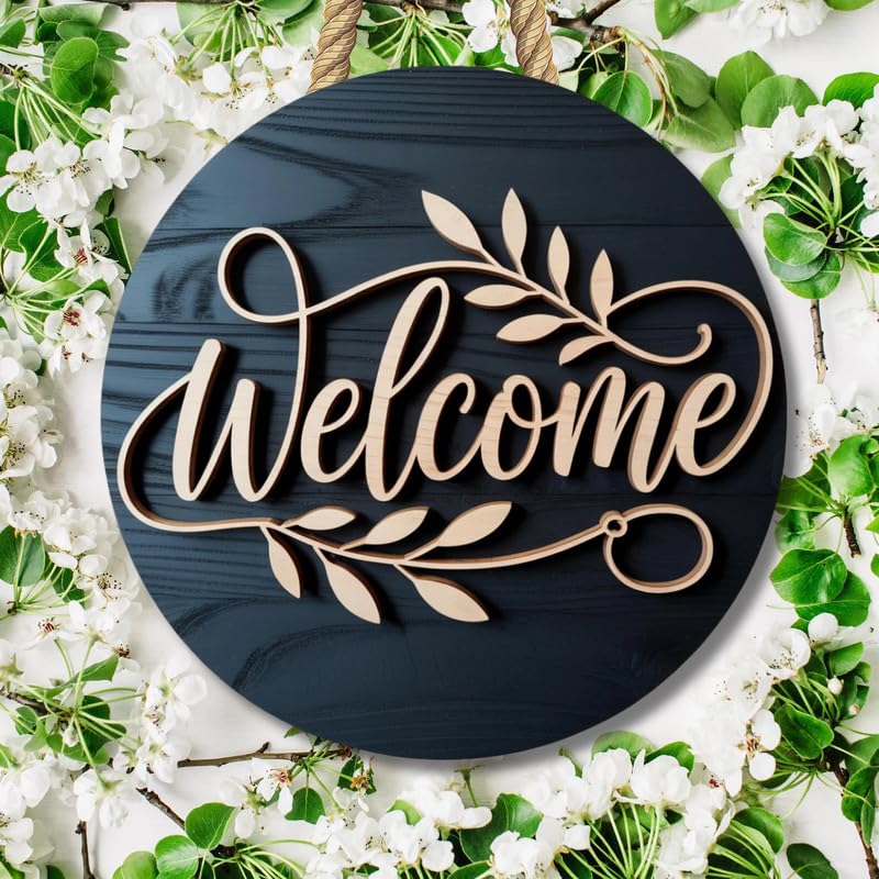 Image of Personalized MDF Name Plate for House 30x30 cm - Wooden Round Name Board Outdoor