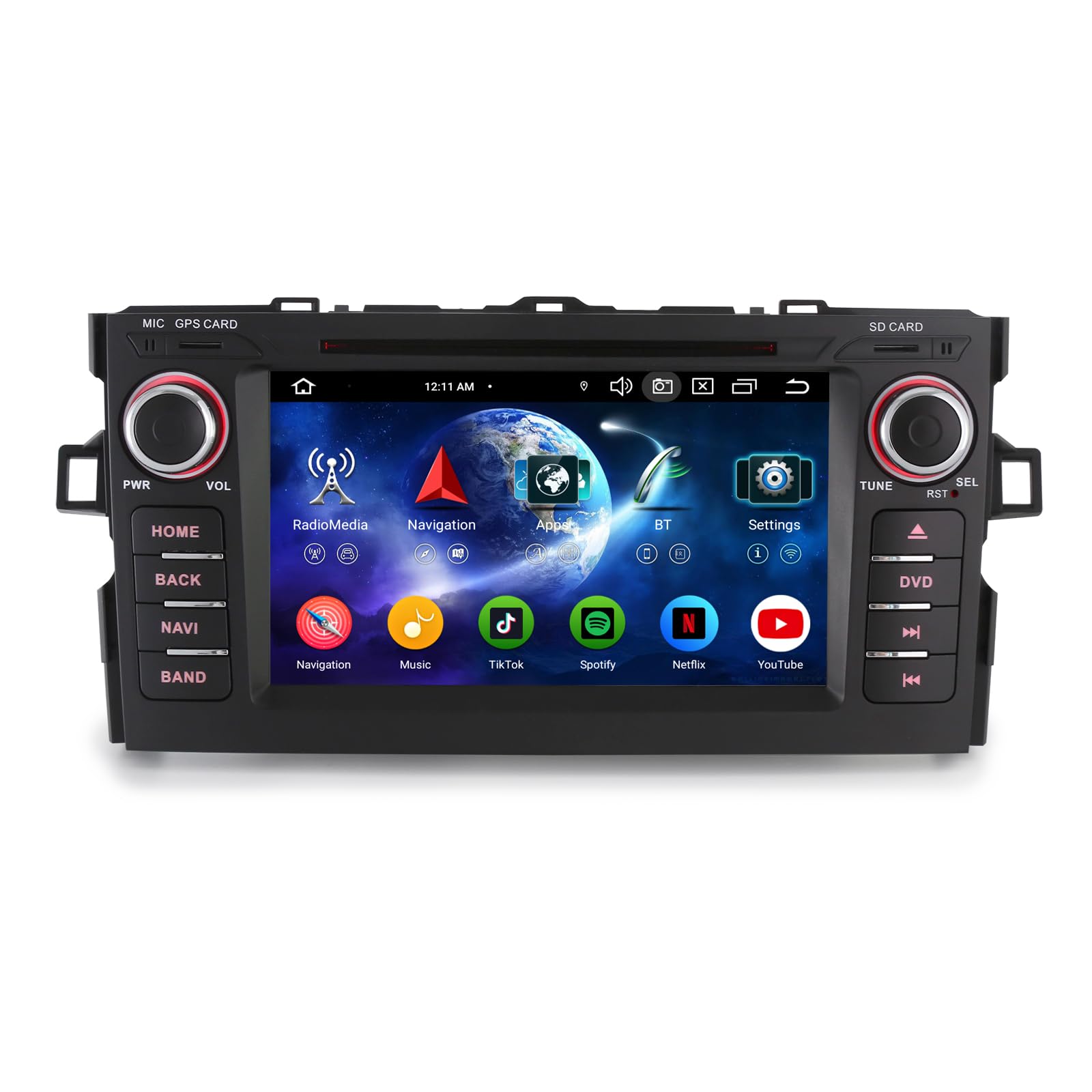 Erisin Android 16 8-Core Radio Samochodowe z systemem GPS do Toyota Auris | 7" Radio Wbudowany CD, DVD, obsługuje DAB+, bezprzewodowy ekran dotykowy CarPlay, Android Auto, DSP, WiFi, FM, Bluetooth, SWC