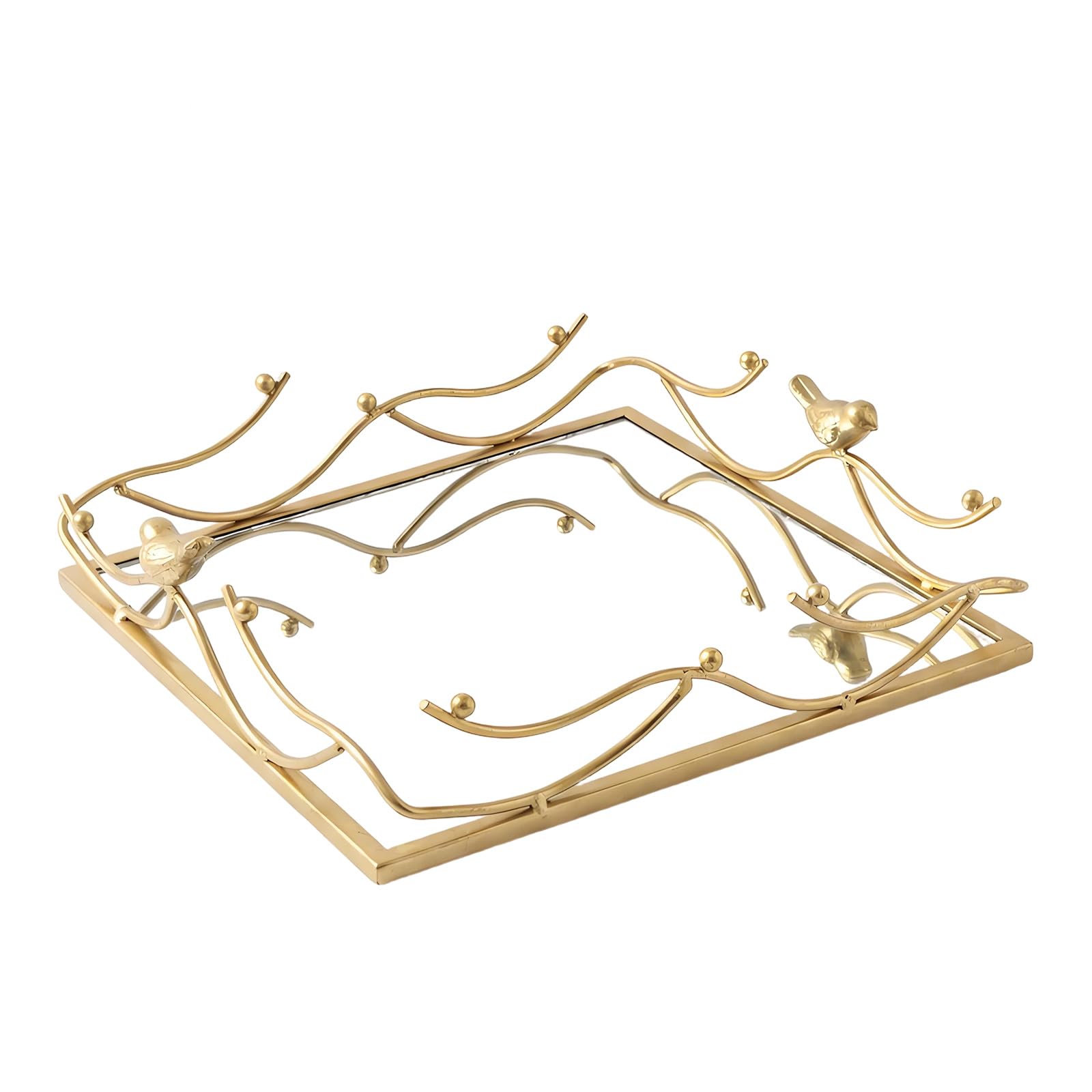 Metal Mirrored Tray for Cosmetic Perfumes Organizers Dresser Display Jewelry Holder Tray