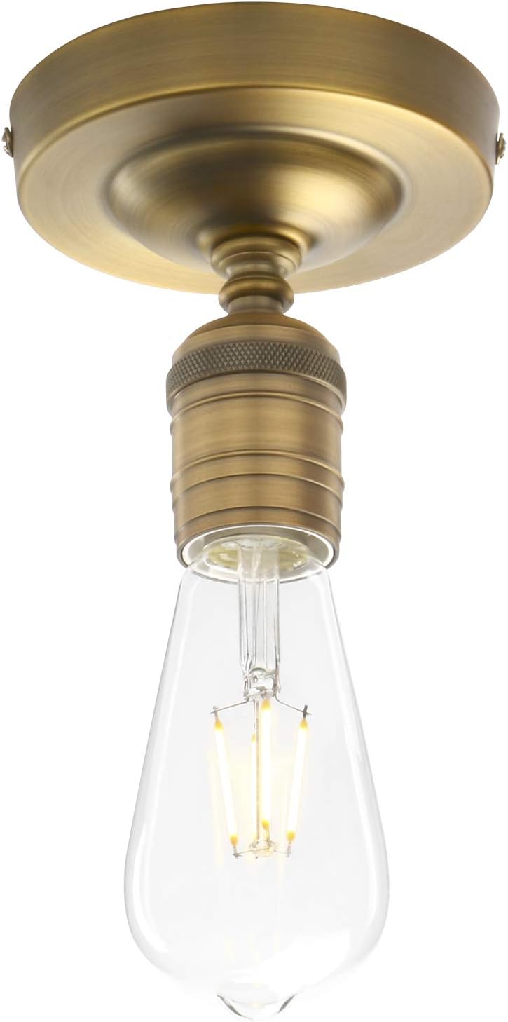 Phansthy Semi Flush Mount Ceiling Light Fixture, Vintage Industrial Close to Ceiling Light, Pendant Light Fixture Ceiling for Bedroom Kitchen Living Room Dining Room (Minimalist -Antique)