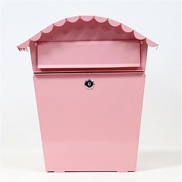 Mailbox Garden Post Box Iron Lock Suggestion Box Rustic Style Outdoor Psychological Mailbox Creative Wall Letter Box Contribution ClassicPink