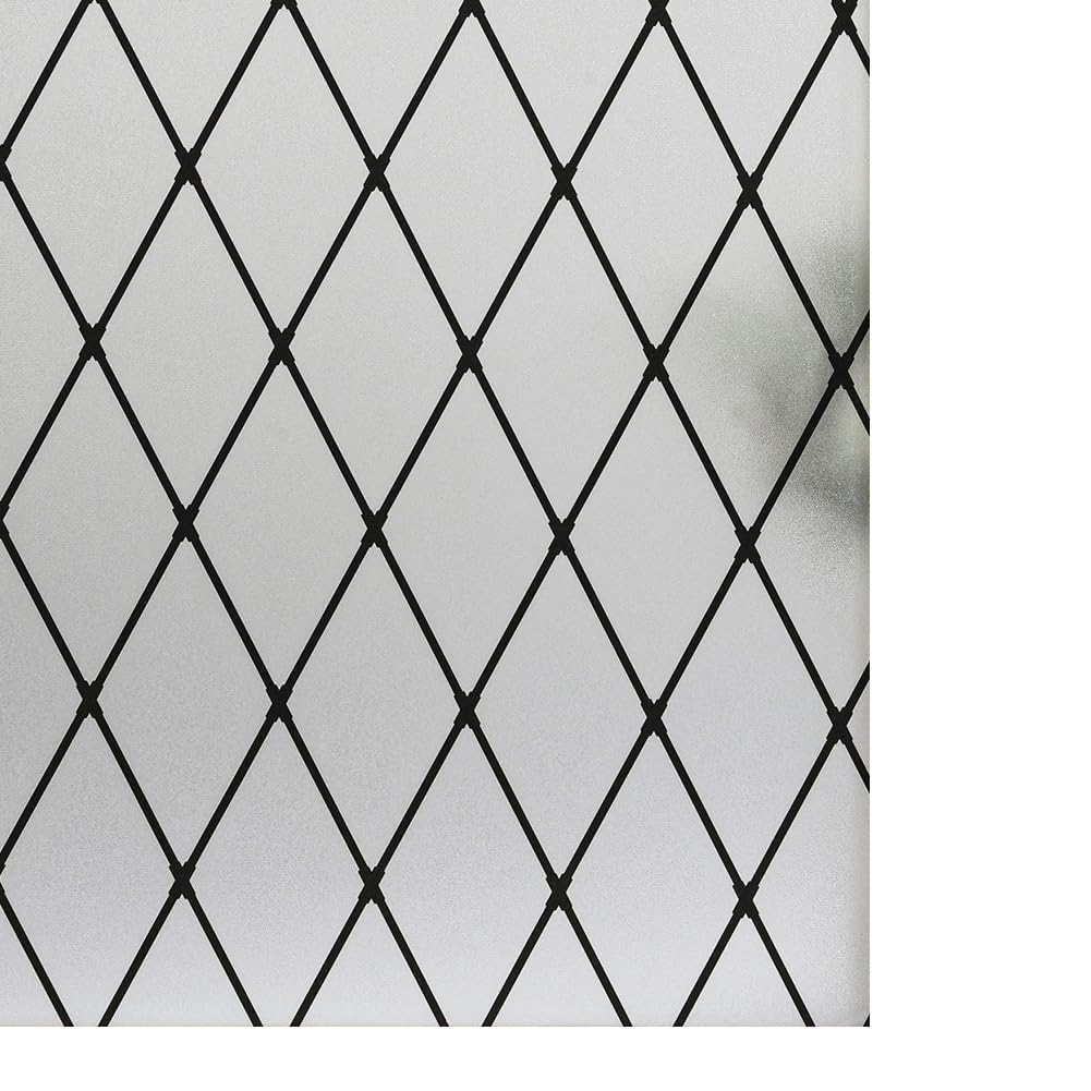 Window Film Privacy Frosted Black Lattice Window Film Privacy Films Decorative Glass For Windows Removable(45x300cm)