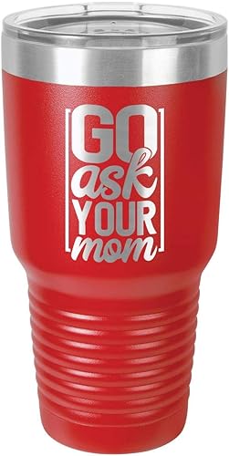 Miniatura 10 de Taza de viaje con pajita GO ASK YOUR MOM de 30 onzas  Taza de viaje grabada con láser  Comparar con Yeti Rambler  Idea de regalo para el día del