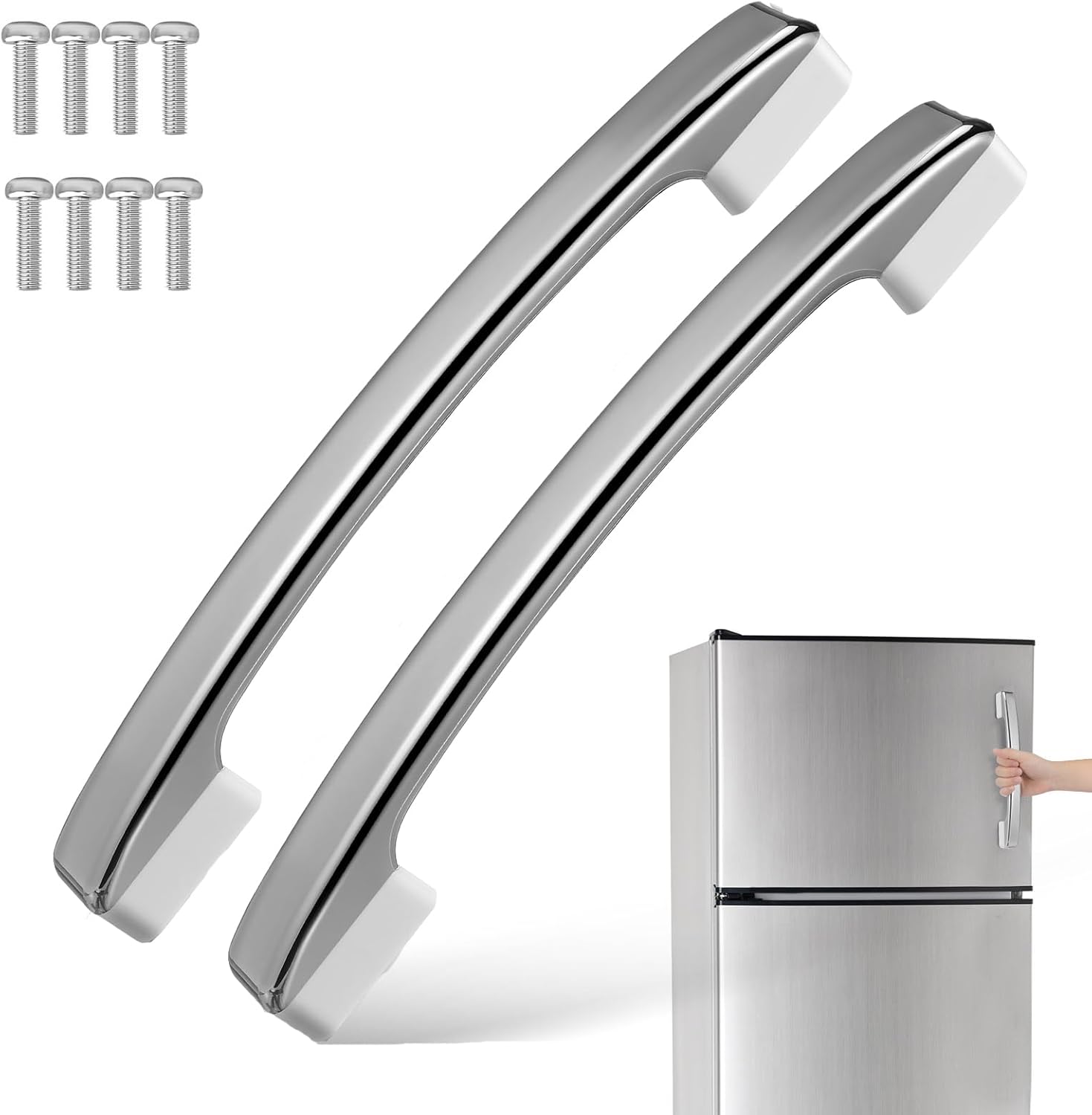 Cabilock Universal Refrigerator Door Handle Replacement 2-Pack with Screws Heavy Duty Fridge Freezer Handle Repair Part for Commercial and Home Use 12.20X10.82X18.11In