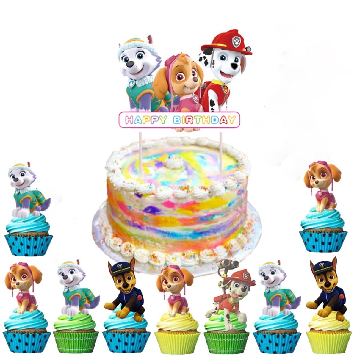 Buy Paw Dog Patrol Cake Topper for 1st, 2nd, 3rd Birthday, Cupcake