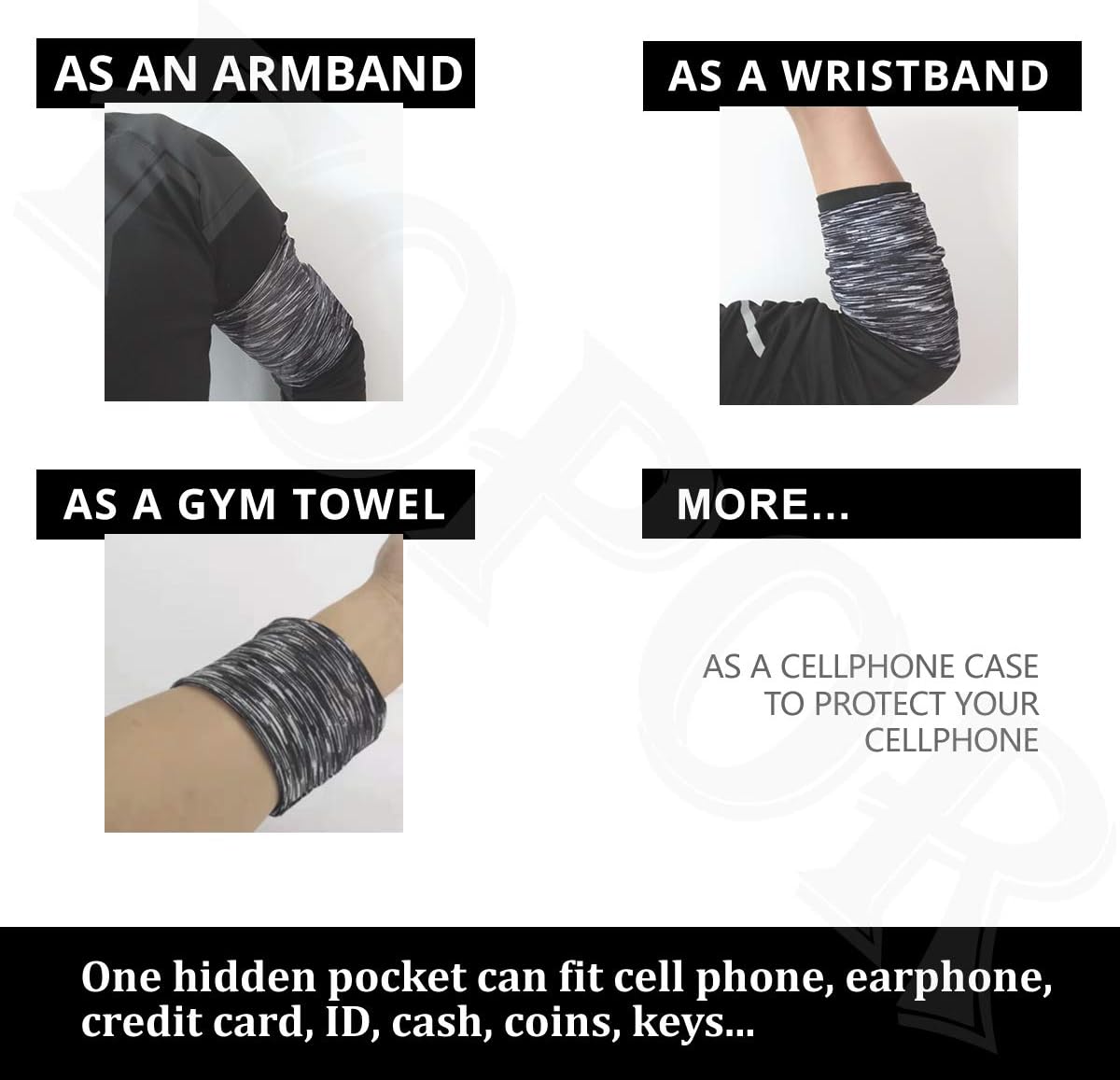 Small Cellphone Keys Earphone Cards Armband Wristband for Trekking Walking Skating Riding Cycling Gardening Dancing Yoga Compatible with iPhone 6 6S 7 8 X XR XS 11 12 for Small Arm Women Men - Black