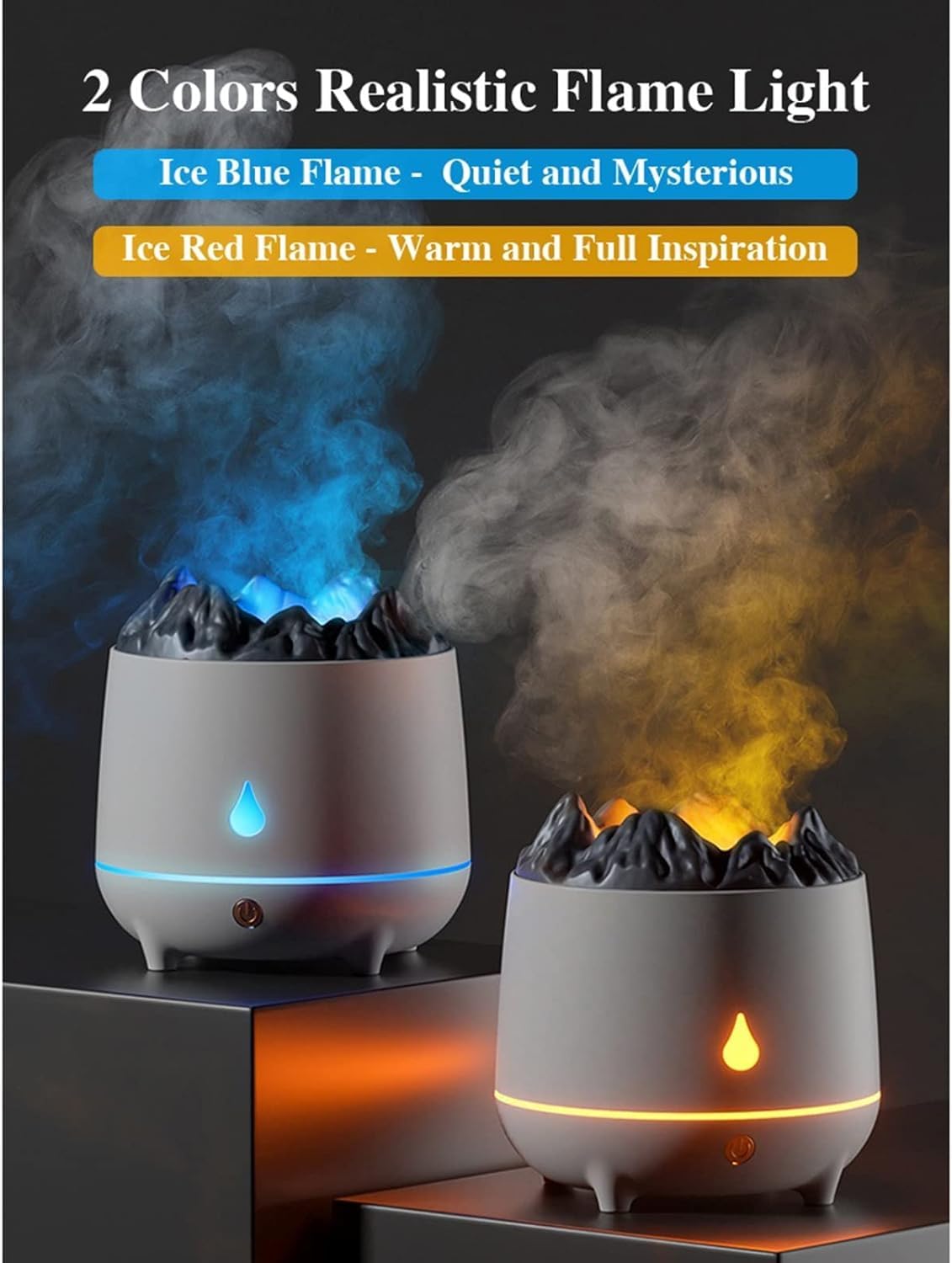 Domésticos Humidificadores Humidificador Llama Azul Fuego Ambiente Aroma Difusor Aceites Esenciales Perfume for Fragancia Casera Olor Niebla Spayer USB 400ml(Nero)