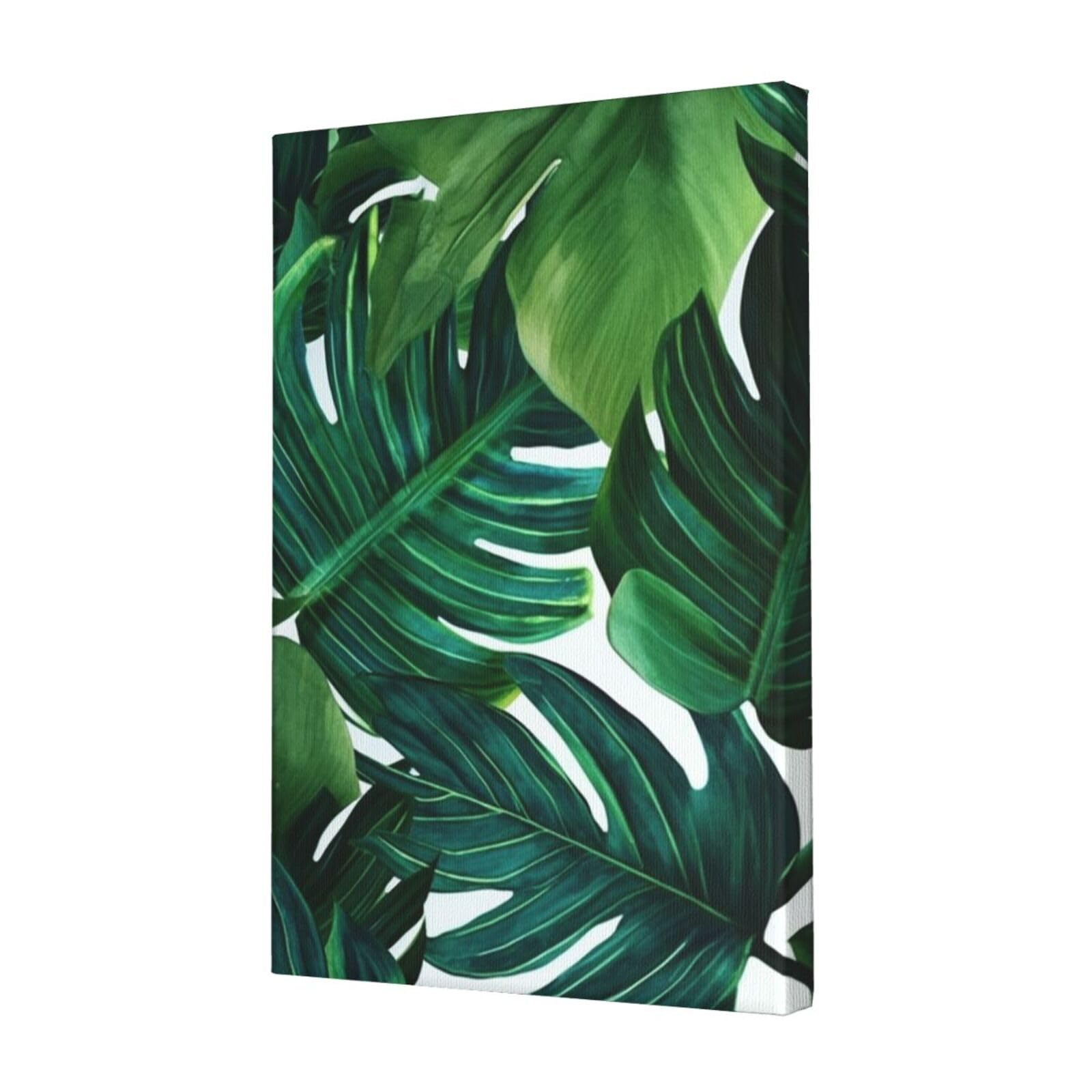 FodPand Banana Leaves Canvas Wall Art for Living Room Wall Decor 12"x18" Modern Artwork Painting Pictures Hanging Canvas Prints Aesthetic Wall Art for Bedroom Bathroom Office Wallart Decor