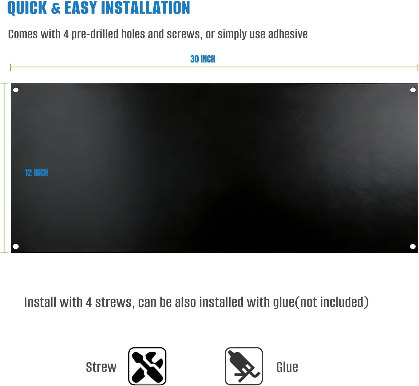 12" By 30" Stainless Steel Stove Backsplash, Reversible Ultra Flat Splatter Guard Range Hood Backsplash, Easy Clean Wall Shield Metal Panel, Compatible with Broan-NuTone 413004, Black