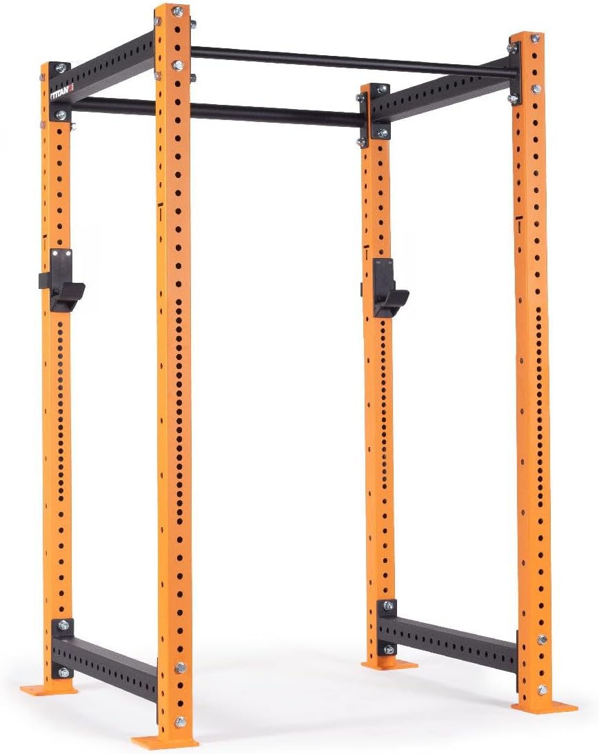 Titan Fitness X-3 Series 80" White Bolt-Down Power Rack, 36" Depth, Rackable 1650 LB Cage, 1.25" and 2" Pull Up Bars, Standard J-Hooks, Weightlifting and Strength Training