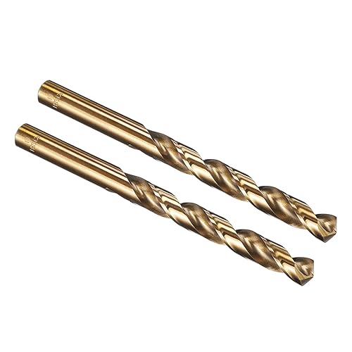 PATIKIL Broca Jobber de 0.433 in, vástago recto M35 cobalto 5% acero de alta velocidad 135 acabado dorado para metal duro de acero inoxidable - 2