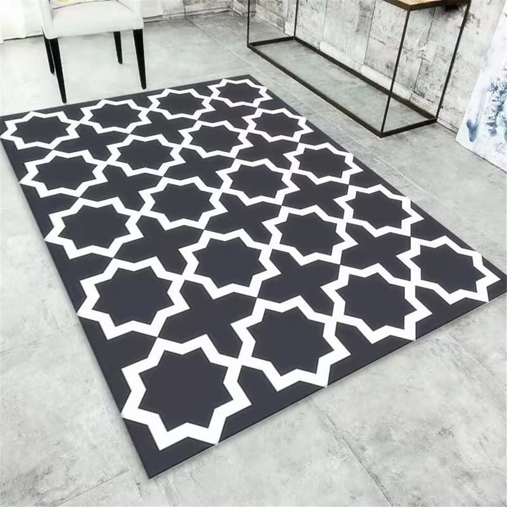 Tapis de salon gris géométrique lavable pour une chambre d'ado dynamique